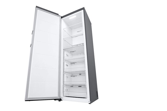 LG 324L Fristående frys (Shiny Steel) - Energiklass E, Total No Frost, Express Freeze, Smart Diagnosis™ med Wi-Fi, GFE41PZGSZ