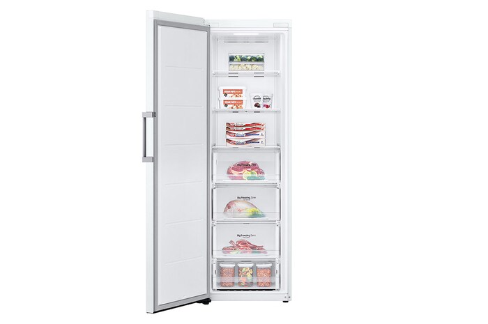 LG 324L Fristående frys (Vit) - Energiklass E, Total No Frost, Express Freeze, Smart Diagnosis™ med Wi-Fi, GFE41SWGSZ