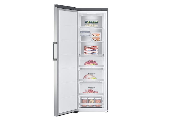 LG 324L Fristående frys (Shiny Steel) - Energiklass E, Total No Frost, Express Freeze, Smart Diagnosis™ med Wi-Fi, GFE61PZCSZ