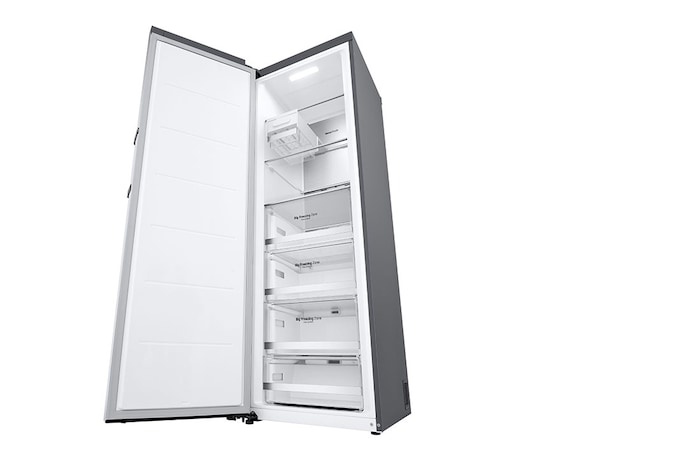 LG 324L Fristående frys (Shiny Steel) - Energiklass E, Total No Frost, Express Freeze, Smart Diagnosis™ med Wi-Fi, GFE61PZCSZ