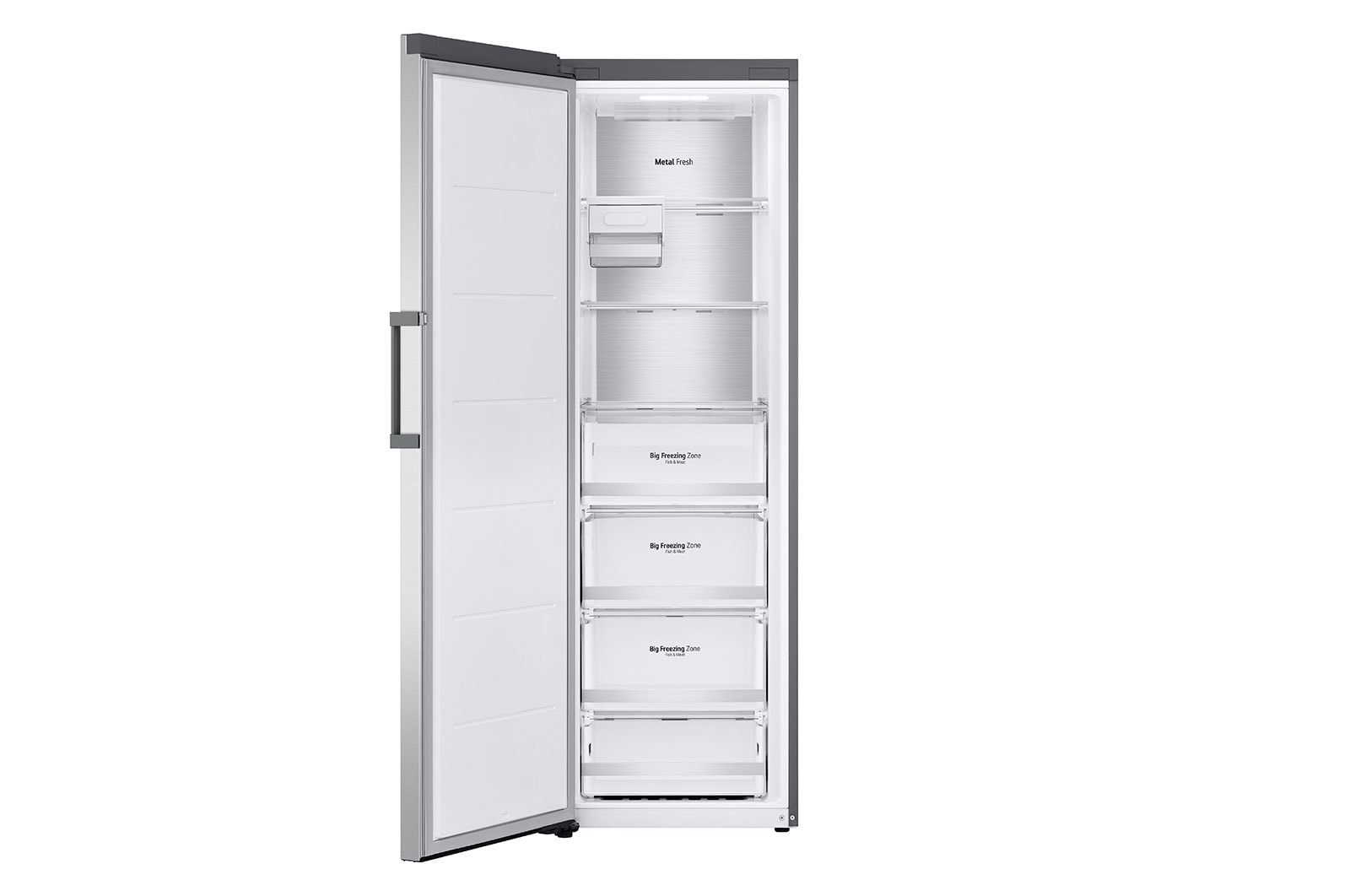 LG 324L Fristående frys (Shiny Steel) - Energiklass E, Total No Frost, Express Freeze, Smart Diagnosis™ med Wi-Fi, GFE61PZCSZ