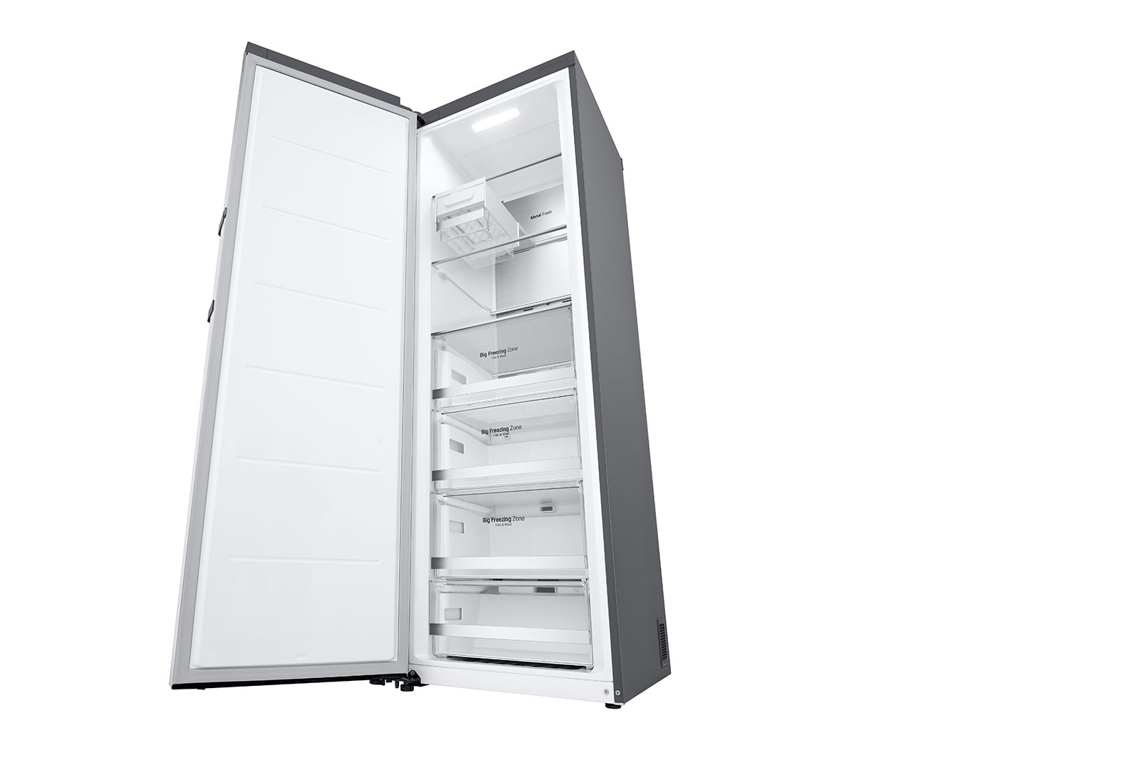 LG 324L Fristående frys (Shiny Steel) - Energiklass E, Total No Frost, Express Freeze, Smart Diagnosis™ med Wi-Fi, GFE61PZCSZ