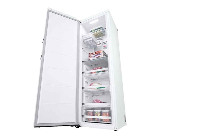 LG 324L Fristående frys (Vit) - Energiklass E, Total No Frost, Express Freeze, Smart Diagnosis™ med Wi-Fi, GFE61SWCSZ