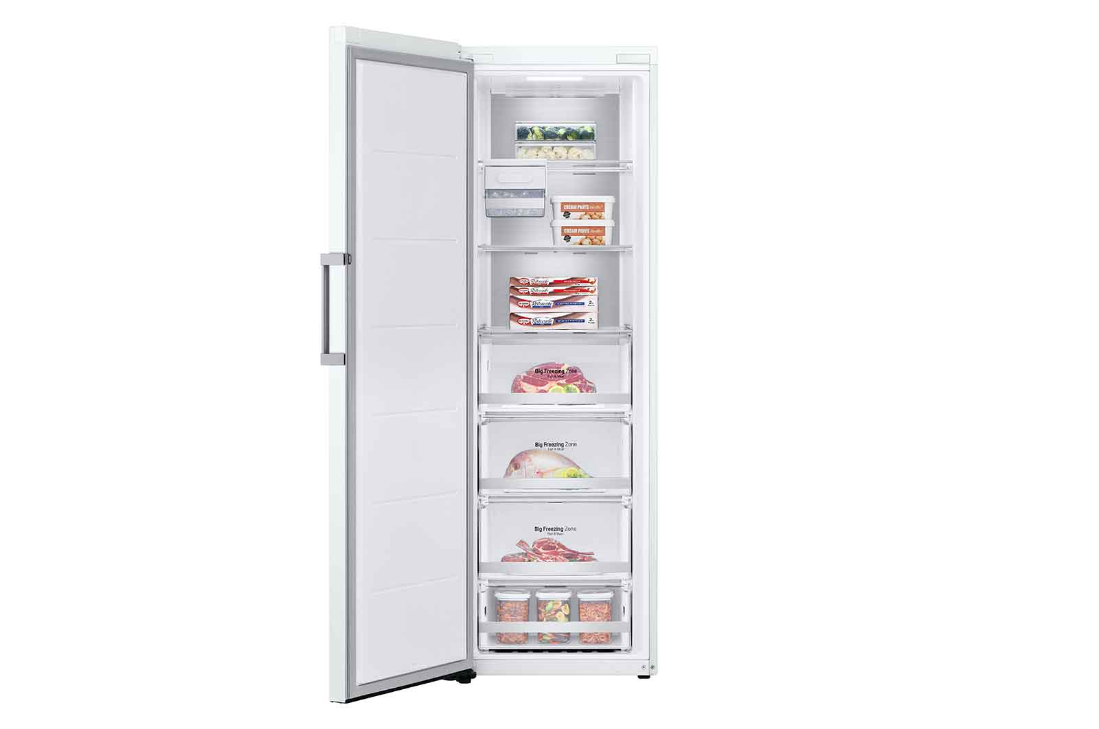LG 324L Fristående frys (Vit) - Energiklass E, Total No Frost, Express Freeze, Smart Diagnosis™ med Wi-Fi, GFE61SWCSZ
