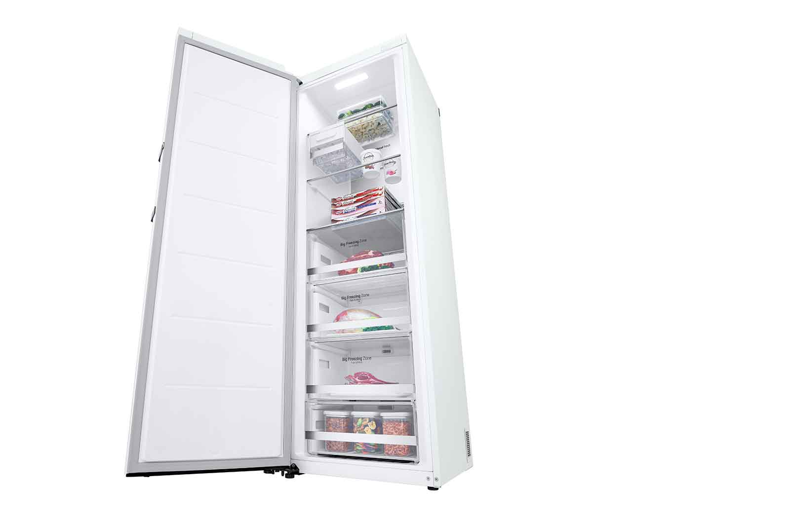 LG 324L Fristående frys (Vit) - Energiklass E, Total No Frost, Express Freeze, Smart Diagnosis™ med Wi-Fi, GFE61SWCSZ