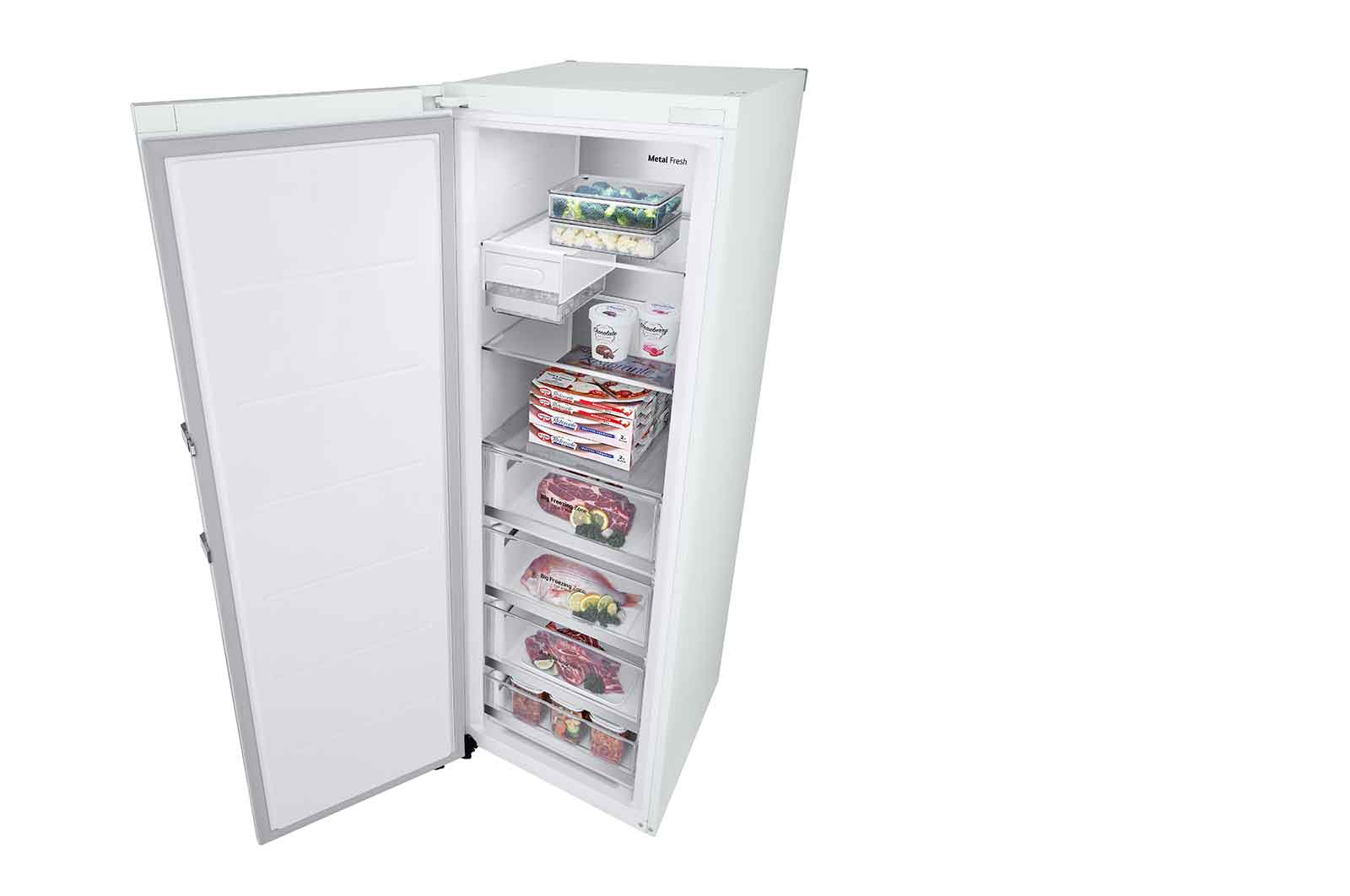 LG 324L Fristående frys (Vit) - Energiklass E, Total No Frost, Express Freeze, Smart Diagnosis™ med Wi-Fi, GFE61SWCSZ