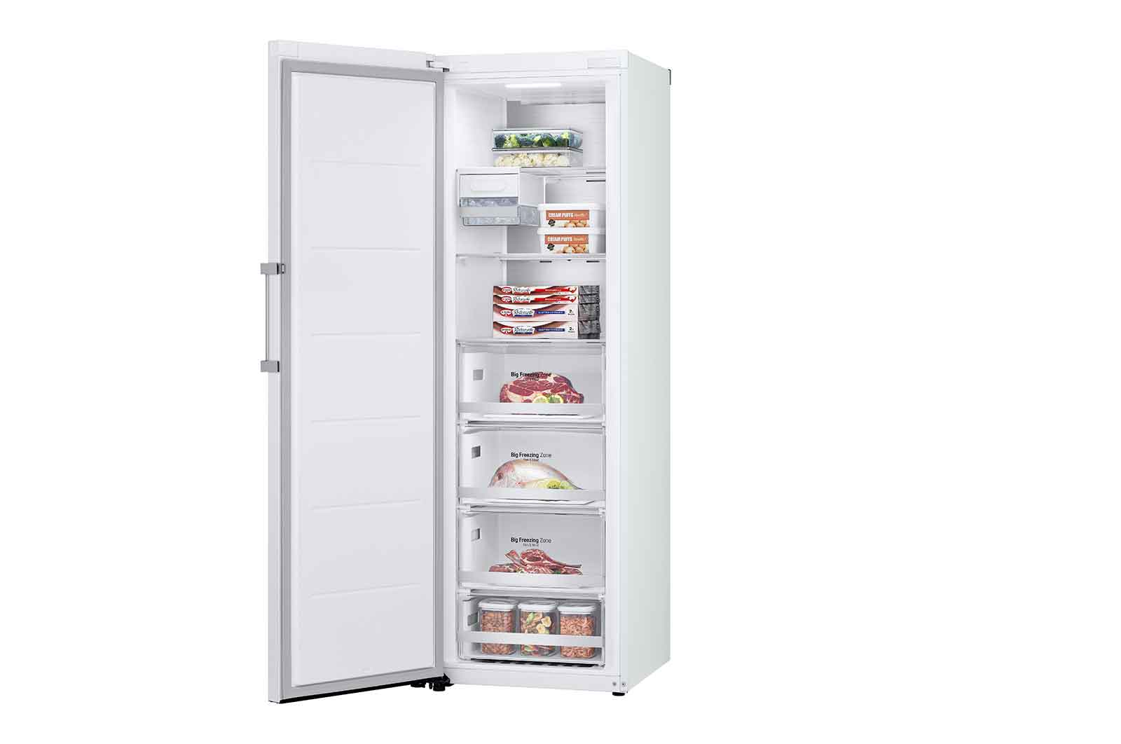 LG 324L Fristående frys (Vit) - Energiklass E, Total No Frost, Express Freeze, Smart Diagnosis™ med Wi-Fi, GFE61SWCSZ