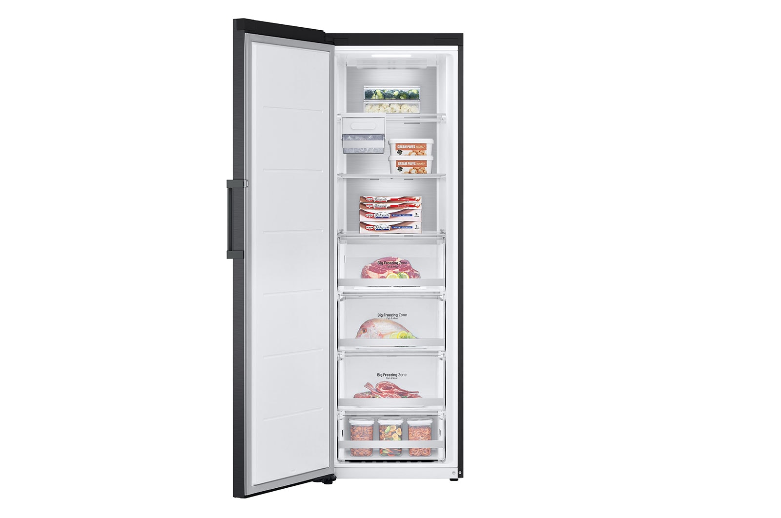 LG 324L Fristående frys (Matte Black) - Energiklass D, Total No Frost, Express Freeze, Smart Diagnosis™ med Wi-Fi, GFM61MCCSF