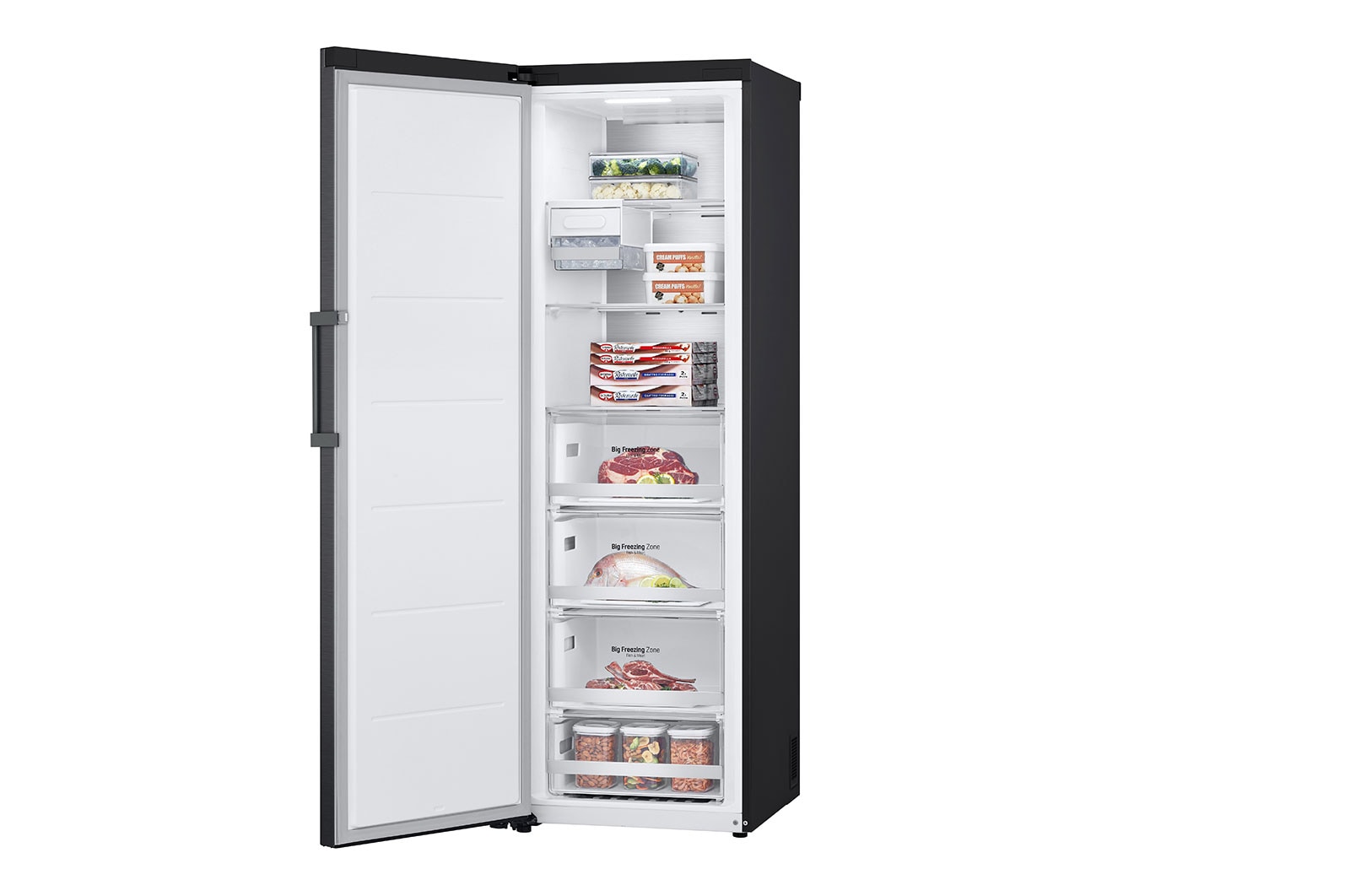LG 324L Fristående frys (Matte Black) - Energiklass D, Total No Frost, Express Freeze, Smart Diagnosis™ med Wi-Fi, GFM61MCCSF