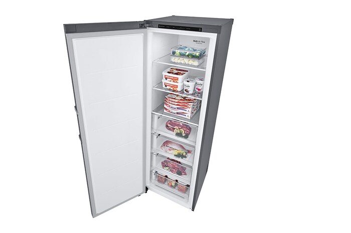 LG 324L Fristående frys (Shiny Steel) - Energiklass D, Total No Frost, Express Freeze, GFT41PZGSF