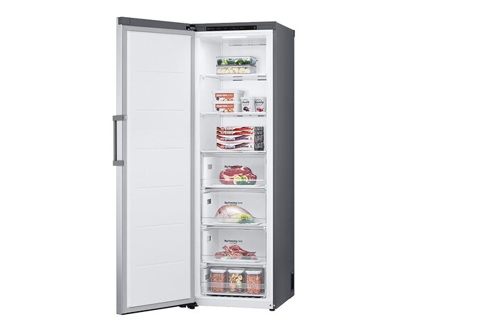 LG 324L Fristående frys (Shiny Steel) - Energiklass D, Total No Frost, Express Freeze, GFT41PZGSF
