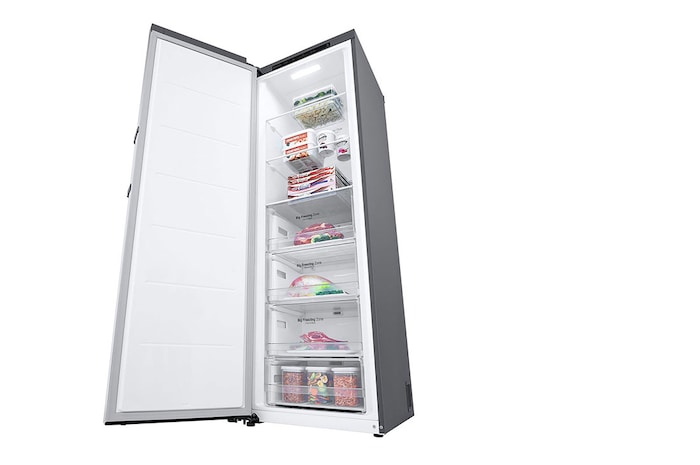 LG 324L Fristående frys (Shiny Steel) - Energiklass E, Total No Frost, Express Freeze , GFT41PZGSZ