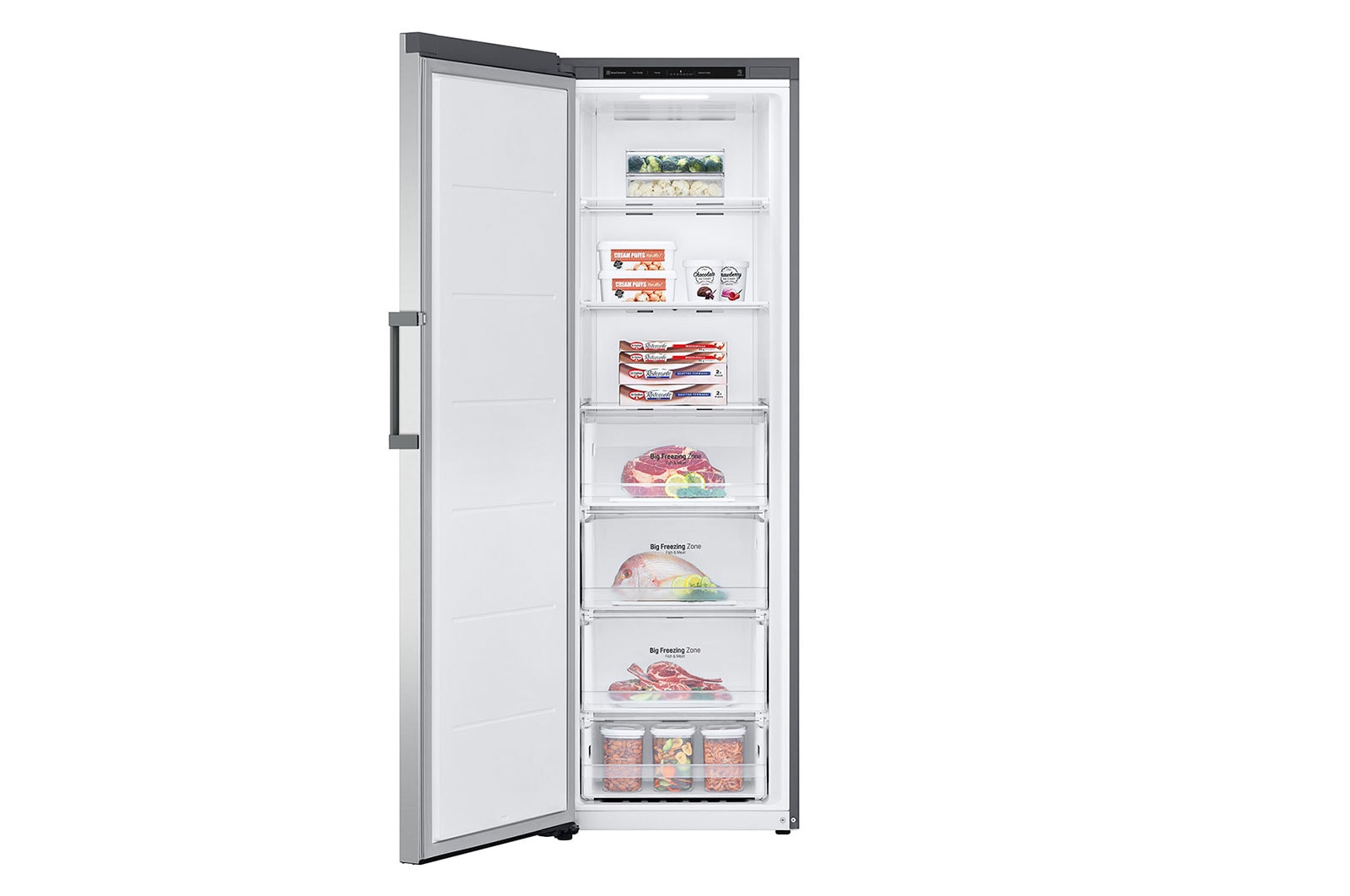 LG 324L Fristående frys (Shiny Steel) - Energiklass E, Total No Frost, Express Freeze , GFT41PZGSZ
