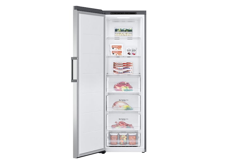 LG 324L Fristående frys (Shiny Steel) - Energiklass E, Total No Frost, Express Freeze , GFT41PZGSZ