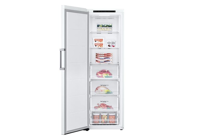 LG 324L Fristående frys (Vit) - Energiklass D, Total No Frost, Express Freeze, GFT41SWGSF