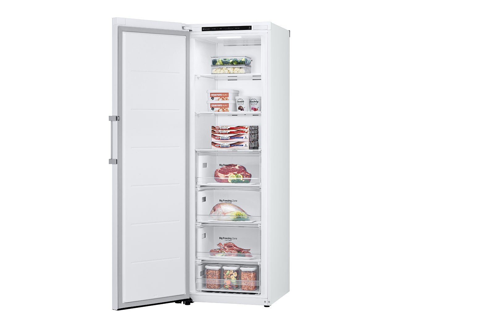 LG 324L Fristående frys (Vit) - Energiklass D, Total No Frost, Express Freeze, GFT41SWGSF