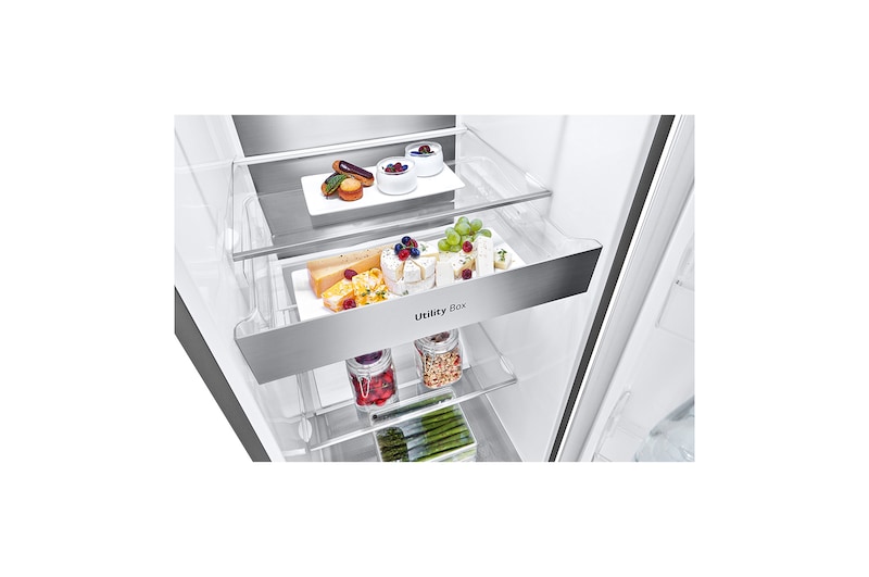 LG 386L Fristående kylskåp (Shiny Steel) - Energiklass E, Door Cooling™, LINEARCooling™, FRESHBalancer™, Smart Diagnosis™ med Wi-Fi, GLE71PZCSZ