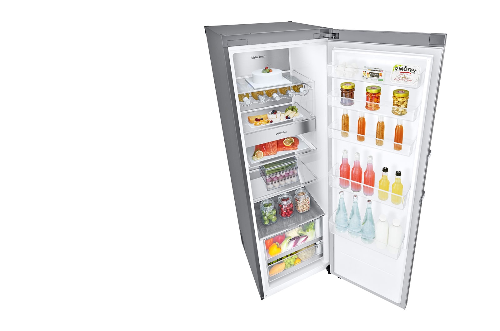 LG 386L Fristående kylskåp (Metal Sorbet) - Energiklass D, Door Cooling™, LINEARCooling™, FRESHBalancer™, Smart Diagnosis™ med Wi-Fi, GLM71MBCSF