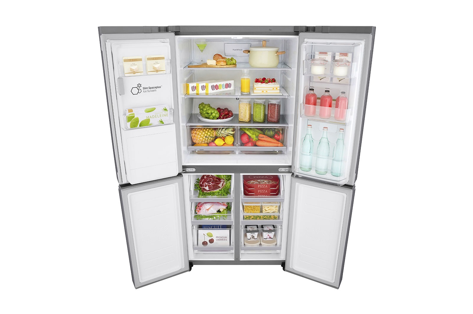 LG 508L Door in Door French Door (Shiny Steel) - Energiklass F, Vatten/is via röranslutning, Smart Diagnosis™ med Wi-Fi, GMJ844PZKV