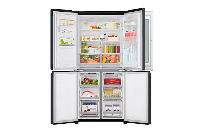 LG 508L InstaView Door in Door French Door (Matte Black) - Energiklass F, Vatten/is via röranslutning, Smart Diagnosis™ med Wi-Fi, GMX844MCKV