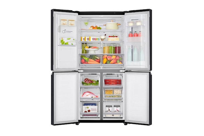 LG 508L InstaView Door in Door French Door (Matte Black) - Energiklass F, Vatten/is via röranslutning, Smart Diagnosis™ med Wi-Fi, GMX844MCKV