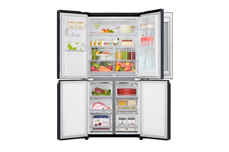 LG 508L InstaView Door in Door French Door (Matte Black) - Energiklass F, Vatten/is via röranslutning, Smart Diagnosis™ med Wi-Fi, GMX844MCKV