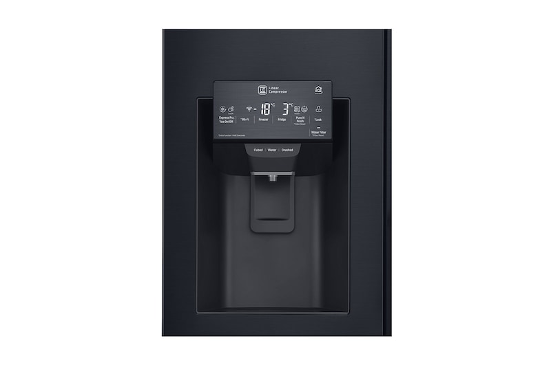 LG 508L InstaView Door in Door French Door (Matte Black) - Energiklass F, Vatten/is via röranslutning, Smart Diagnosis™ med Wi-Fi, GMX844MCKV