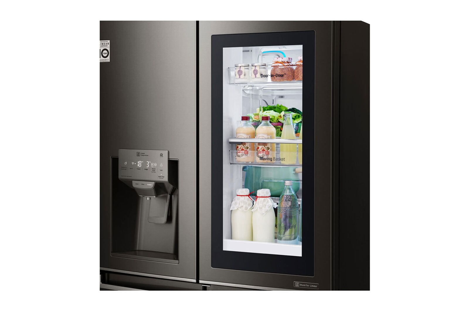 LG 571L InstaView Door in Door French Door (Svart) , Vatten/is via röranslutning, Smart Diagnosis™ med Wi-Fi, GMX936SBHV