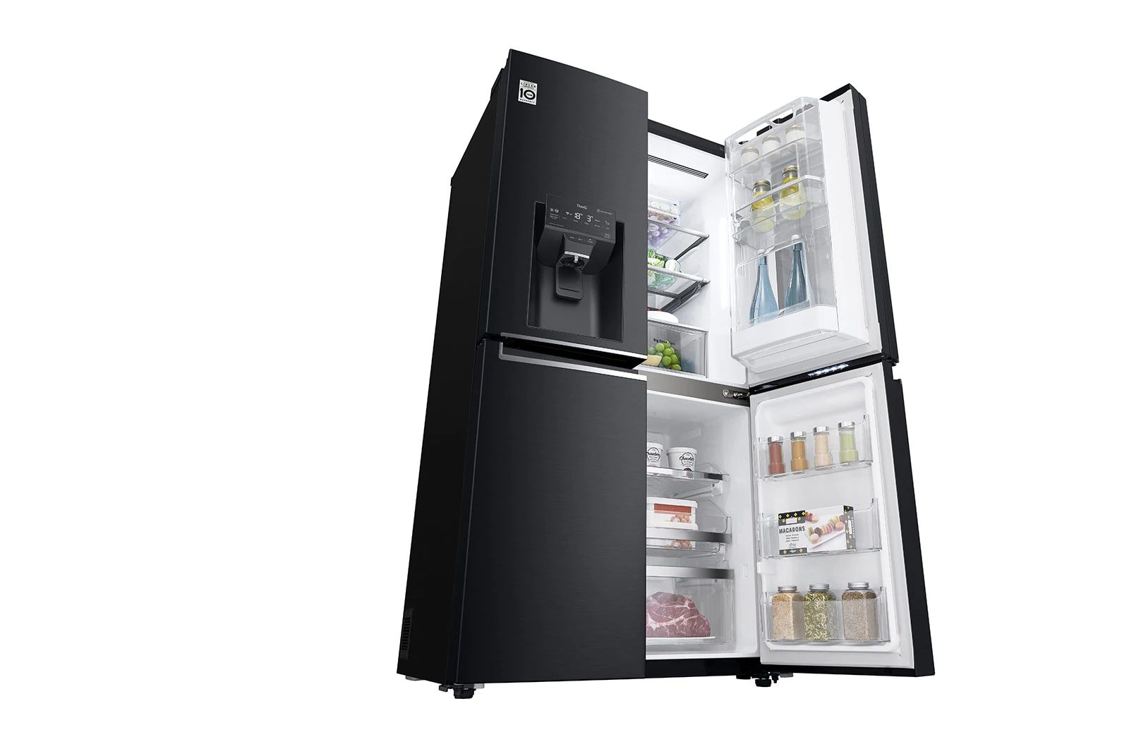 LG 638L InstaView Door in Door French Door (Matte Black) - Energiklass F, Vatten/is via röranslutning, Smart Diagnosis™ med Wi-Fi, GMX945MC9F