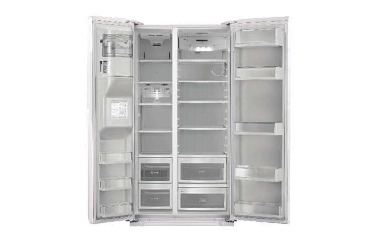 LG Avfrostningsfritt och  Side-by-Side skåp med Indoor Icemaker isdispenser (Nettovolym 538 liter), GS5163SWJV