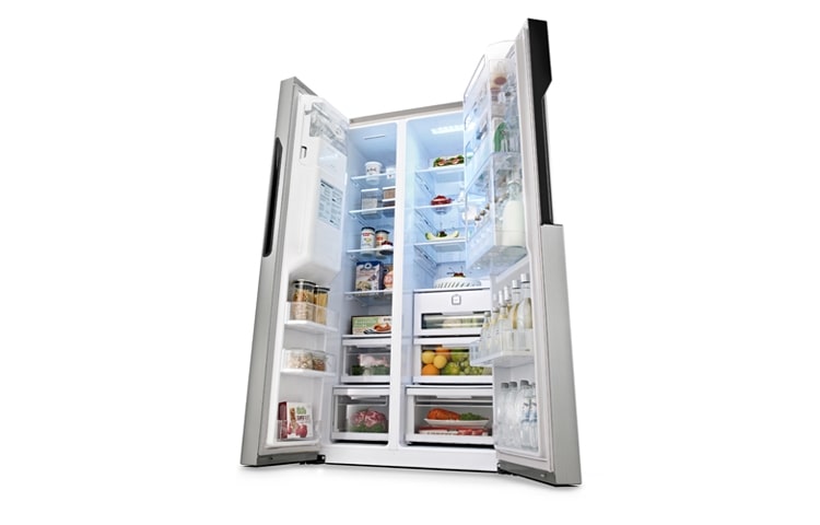LG Avfrostningsfritt och side-by-side-skåp med dörr-i-dörr och dispenser för vatten och is (Nettovolym 614 liter), GS9366NSAZ