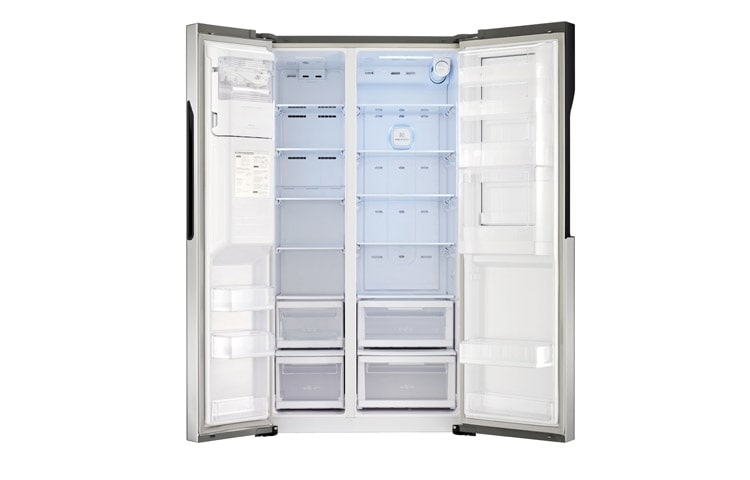 LG Avfrostningsfritt och side-by-side-skåp med dörr-i-dörr och dispenser för vatten och is (Nettovolym 614 liter), GS9366PZQVD
