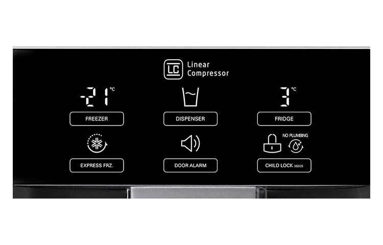 LG Avfrostningsfritt och  side-by-side-skåp med Non Plumbing isdispenser (Nettovolym 614 liter), GS9366PZYZL