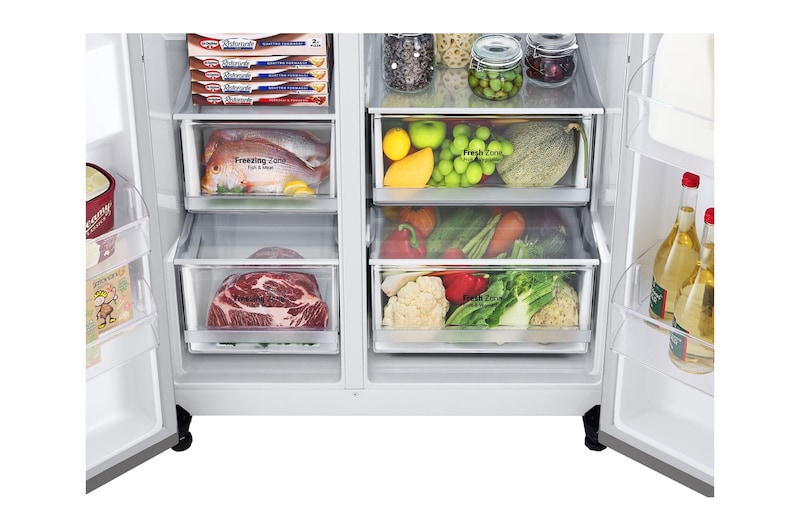 LG 655L Side by Side (Shiny Steel), Energiklass, F , Smart Diagnosis™, GSBV70PZTM