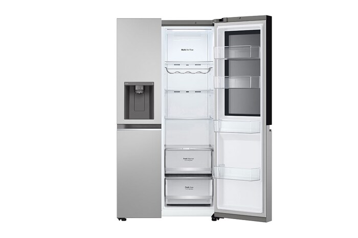LG 635L InstaView™ Side by Side (Prime Silver), Energiklass D, Vatten/is via röranslutning, Smart Diagnosis™ med Wi-Fi, GSGV80PYLD