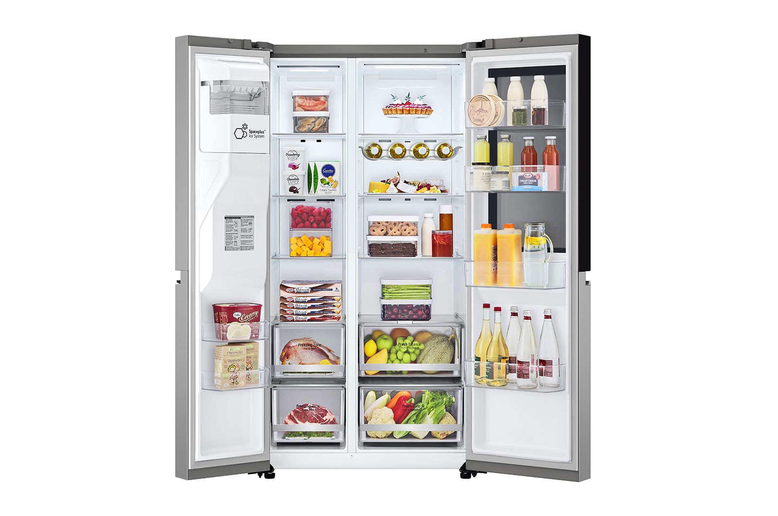 LG 635L InstaView™ Side by Side (Prime Silver), Energiklass D, Vatten/is via röranslutning, Smart Diagnosis™ med Wi-Fi, GSGV80PYLD