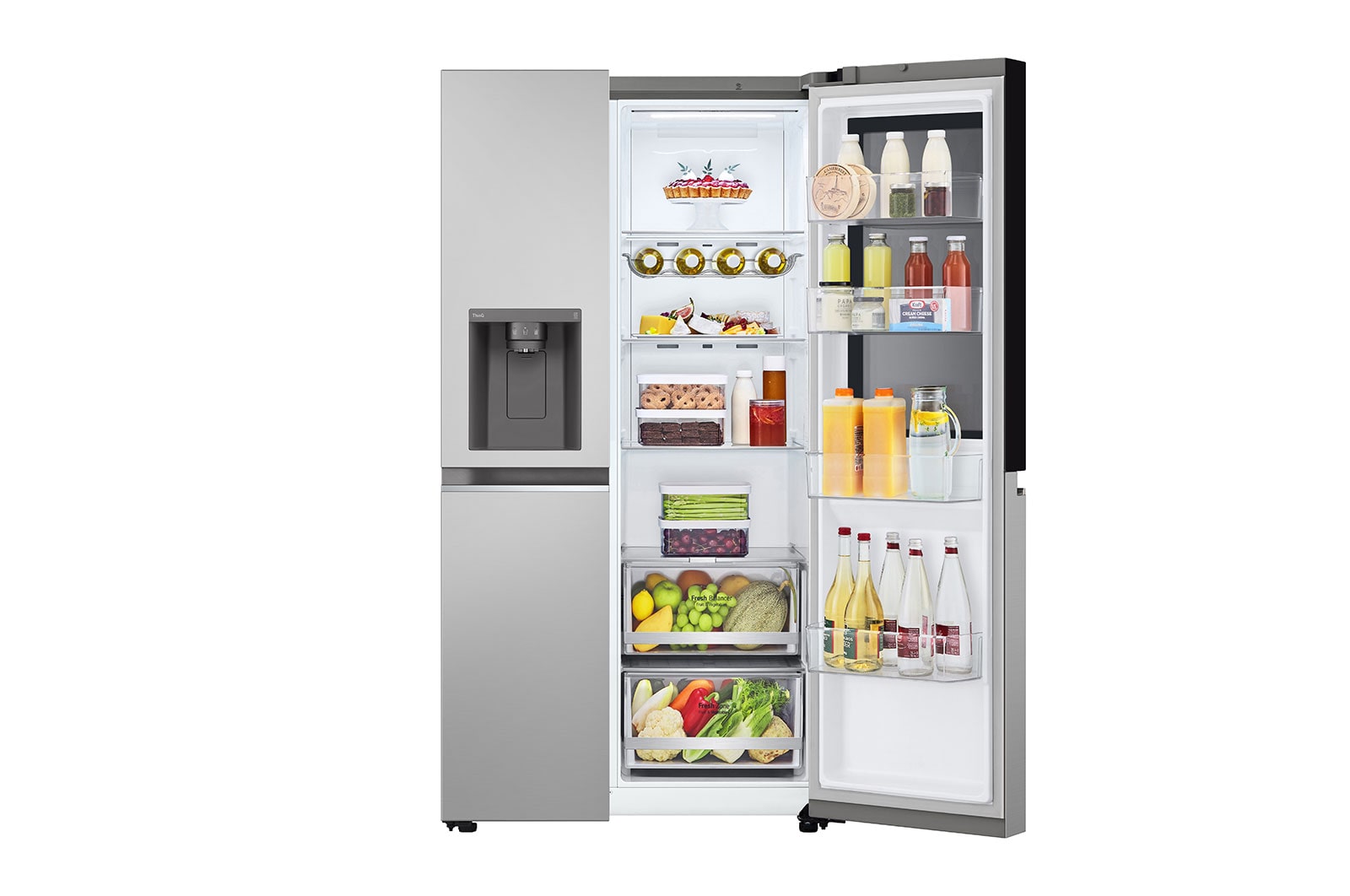 LG 635L InstaView™ Side by Side (Prime Silver), Energiklass D, Vatten/is via röranslutning, Smart Diagnosis™ med Wi-Fi, GSGV80PYLD