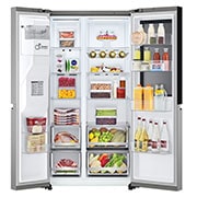 LG 635L InstaView™ Side by Side (Prime Silver), Energiklass D, Vatten/is via röranslutning, Smart Diagnosis™ med Wi-Fi, GSGV80PYLD
