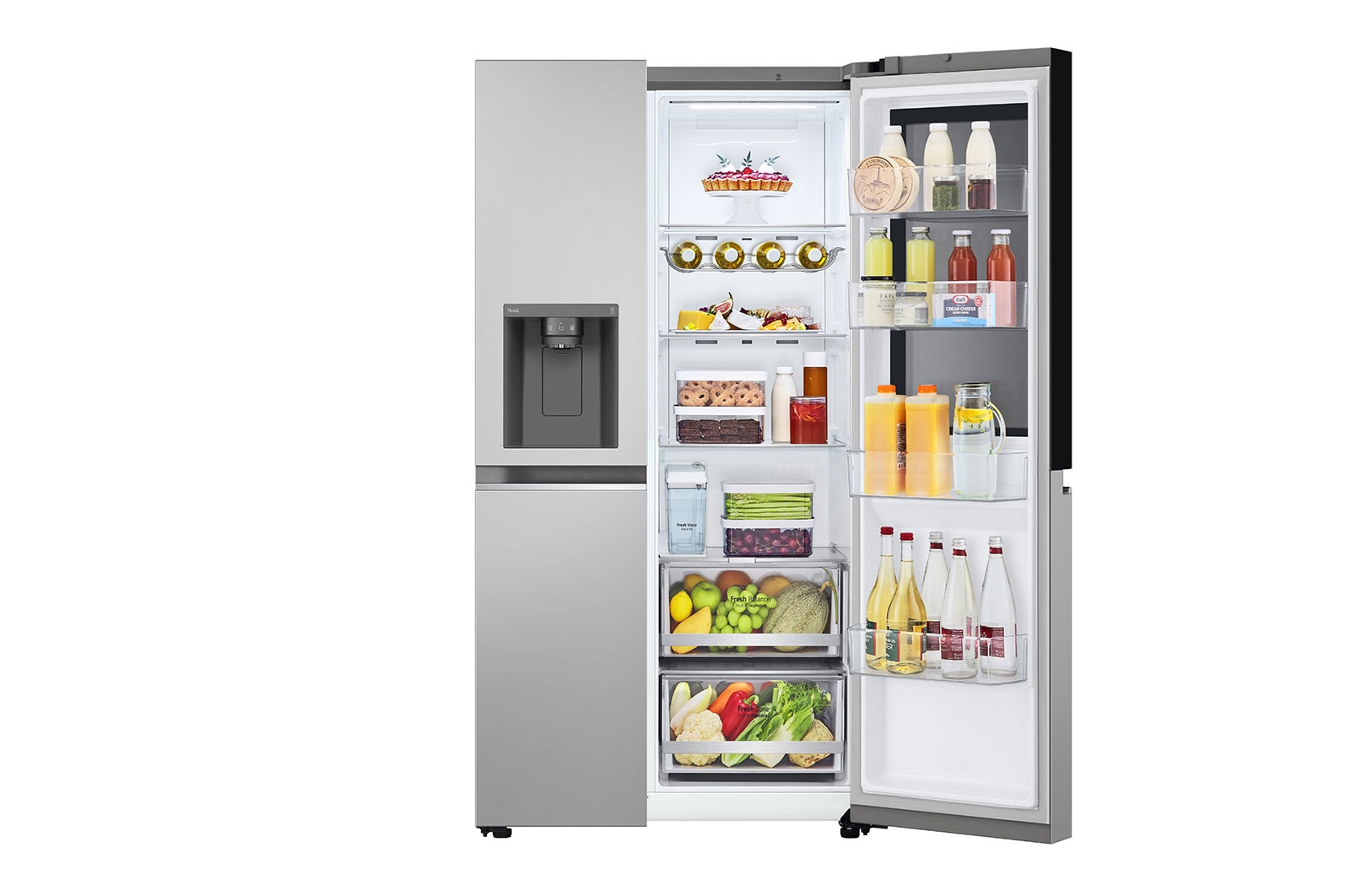 LG 635L InstaView™ Side by Side (Prime Silver), Energiklass E, Vatten/is utan röranslutning, Smart Diagnosis™ med Wi-Fi, GSGV81PYLL