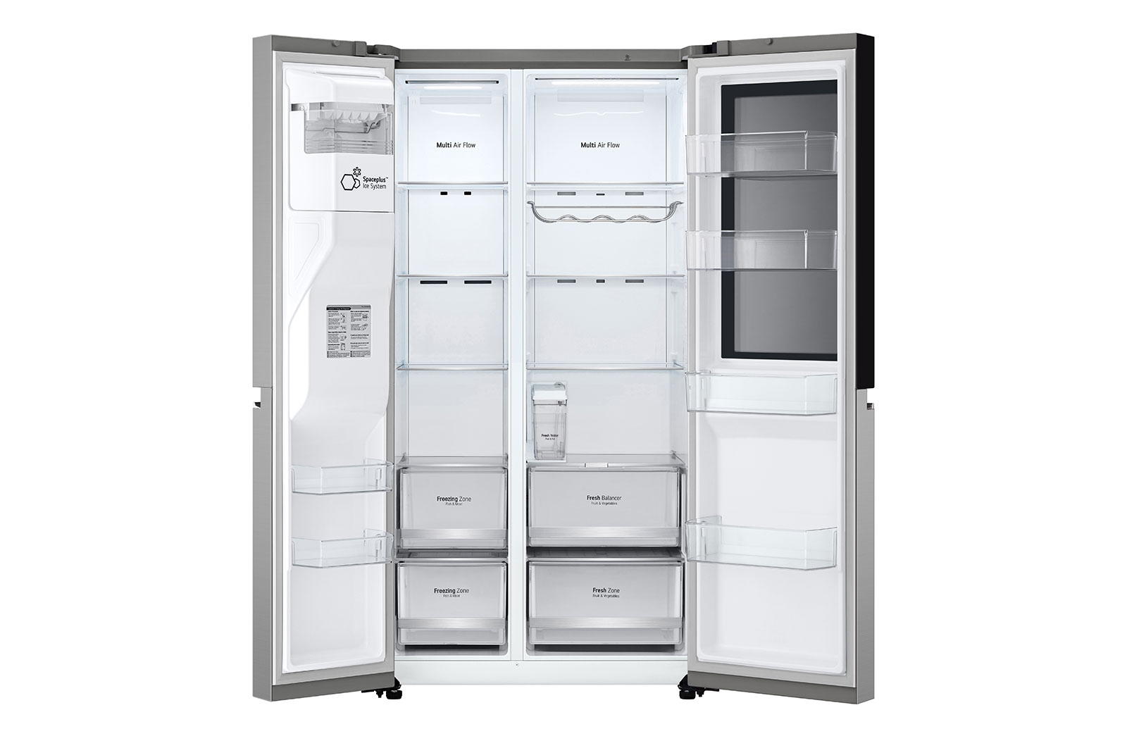 LG 635L InstaView™ Side by Side (Prime Silver), Energiklass E, Vatten/is utan röranslutning, Smart Diagnosis™ med Wi-Fi, GSGV81PYLL