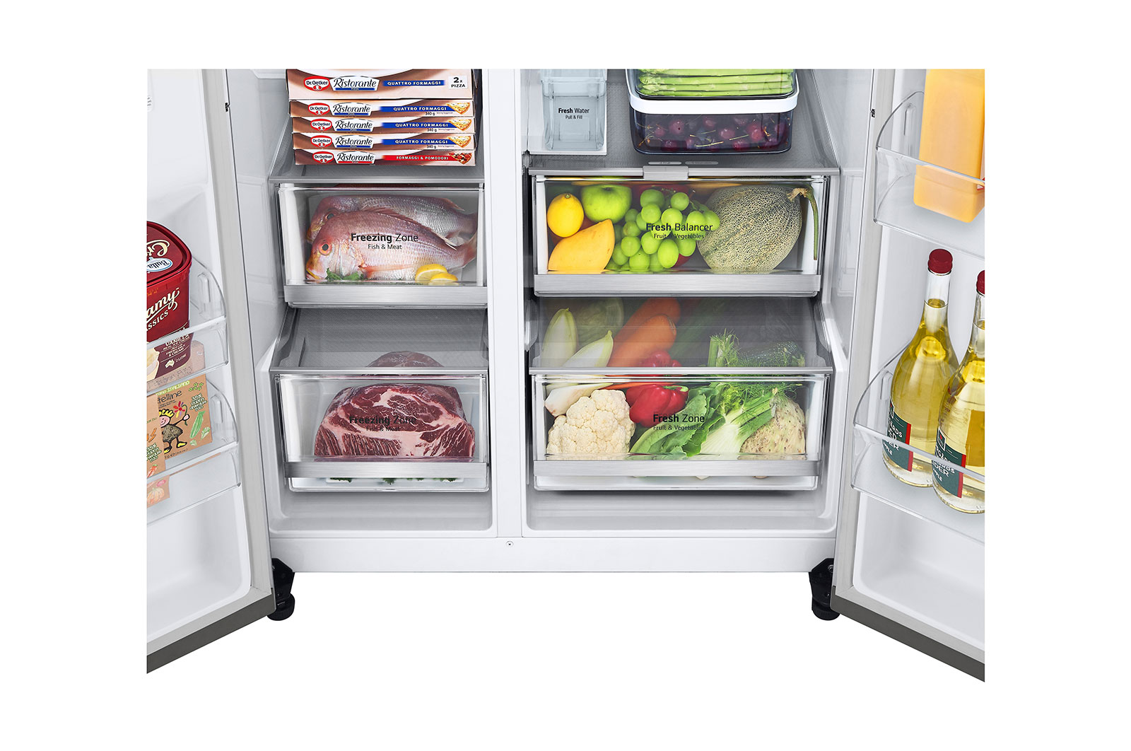 LG 635L InstaView™ Side by Side (Prime Silver), Energiklass E, Vatten/is utan röranslutning, Smart Diagnosis™ med Wi-Fi, GSGV81PYLL