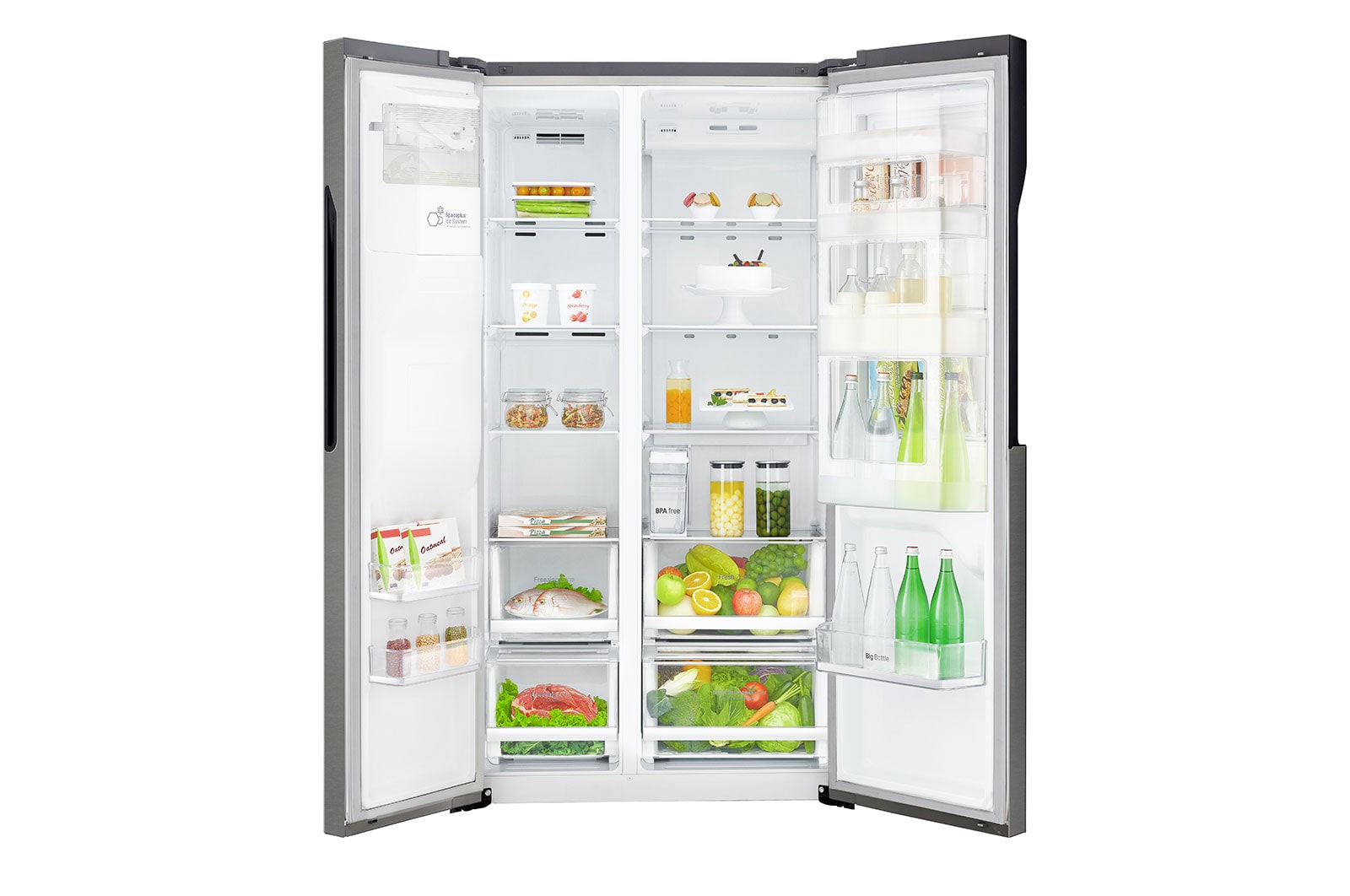 LG 606L Door in Door™ Side by Side (Mörkgrå) - Energiklass F, Vatten/is utan röranslutning, Smart Diagnosis™, GSJ361DIDV