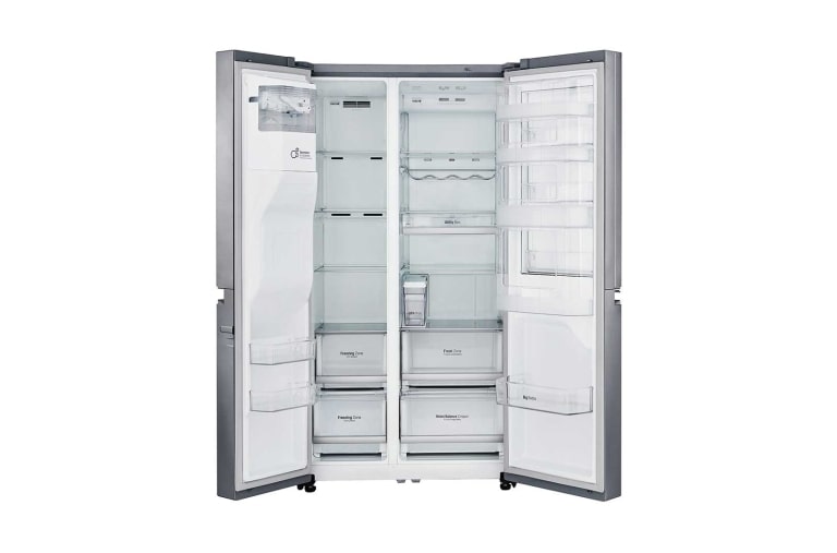 LG 625L Door in Door™ Side by Side (Shiny Steel) - Energiklass F, Vatten/is utan röranslutning, Smart Diagnosis™ med Wi-Fi, GSJ761PZTZ