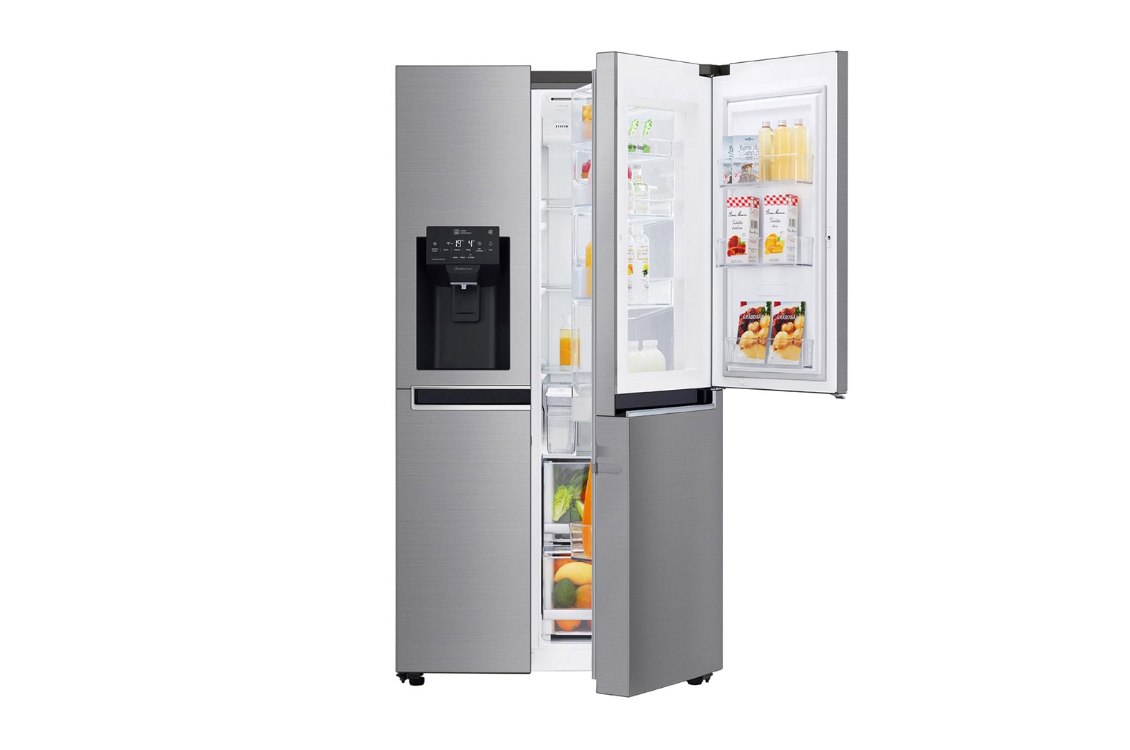 LG 625L Door in Door™ Side by Side (Shiny Steel) - Energiklass E, Vann/isdispenser uten vanntilkobling og Smart Diagnosis™ med Wi-Fi, GSJ761PZEE