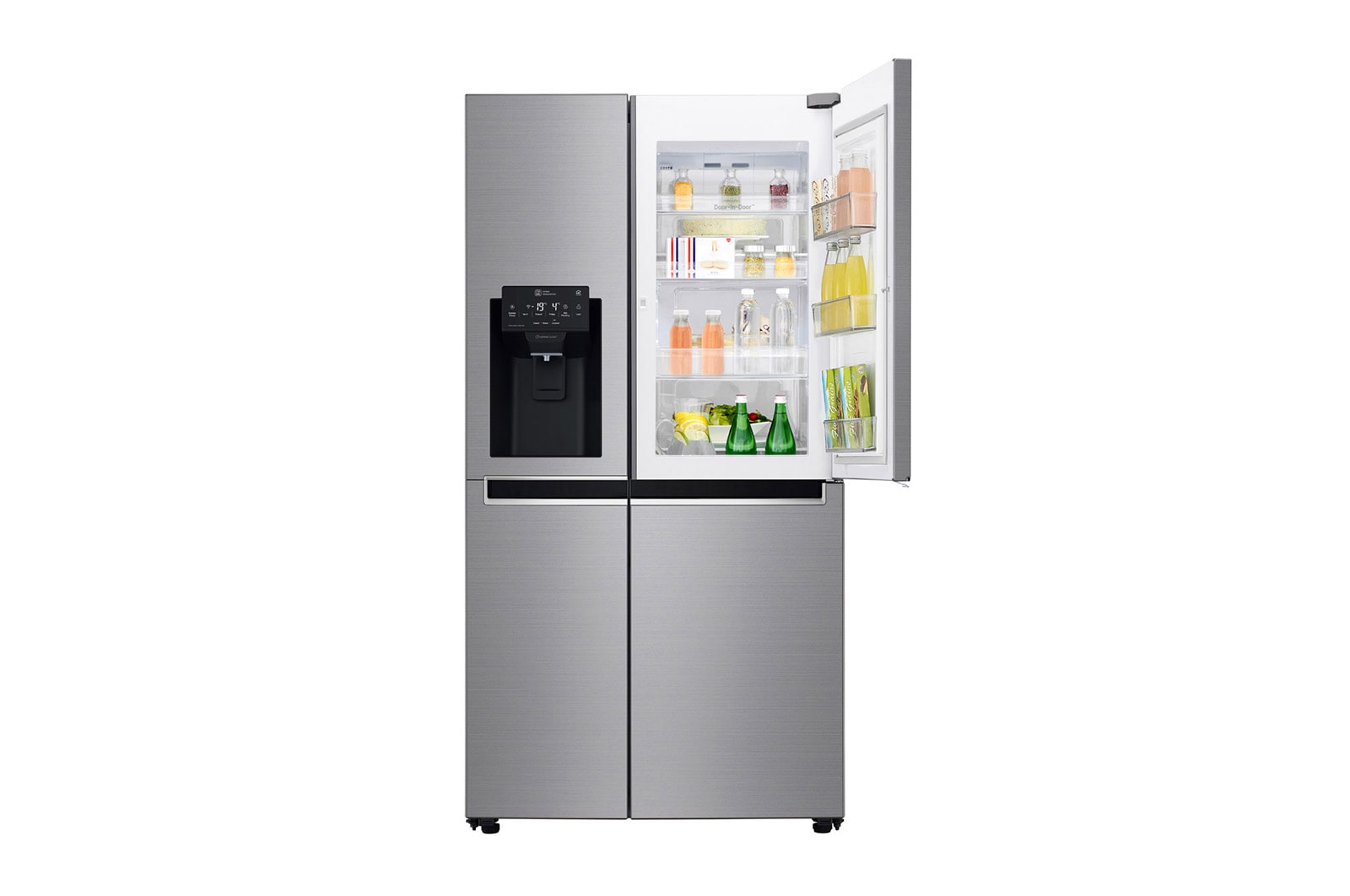 LG 625L Door in Door™ Side by Side (Shiny Steel) - Energiklass E, Vann/isdispenser uten vanntilkobling og Smart Diagnosis™ med Wi-Fi, GSJ761PZEE