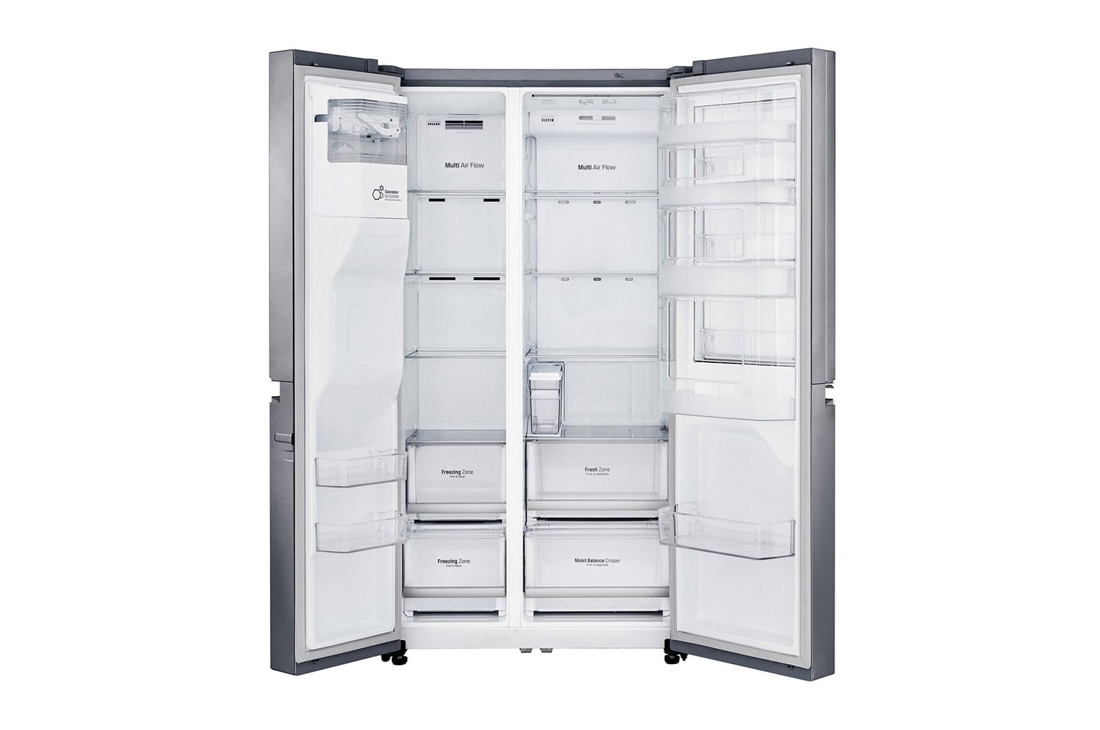LG 625L Door in Door™ Side by Side (Shiny Steel) - Energiklass E, Vann/isdispenser uten vanntilkobling og Smart Diagnosis™ med Wi-Fi, GSJ761PZEE