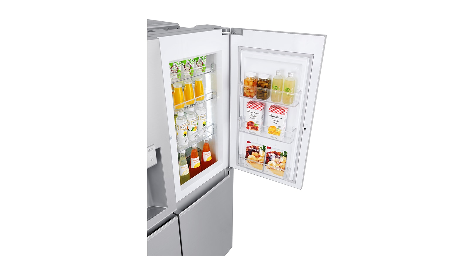 LG 625L Door in Door™ Side by Side (Noble Steel) - Energiklass F, Vatten/is via röranslutning, Smart Diagnosis™ med Wi-Fi, GSJ960NSTZ