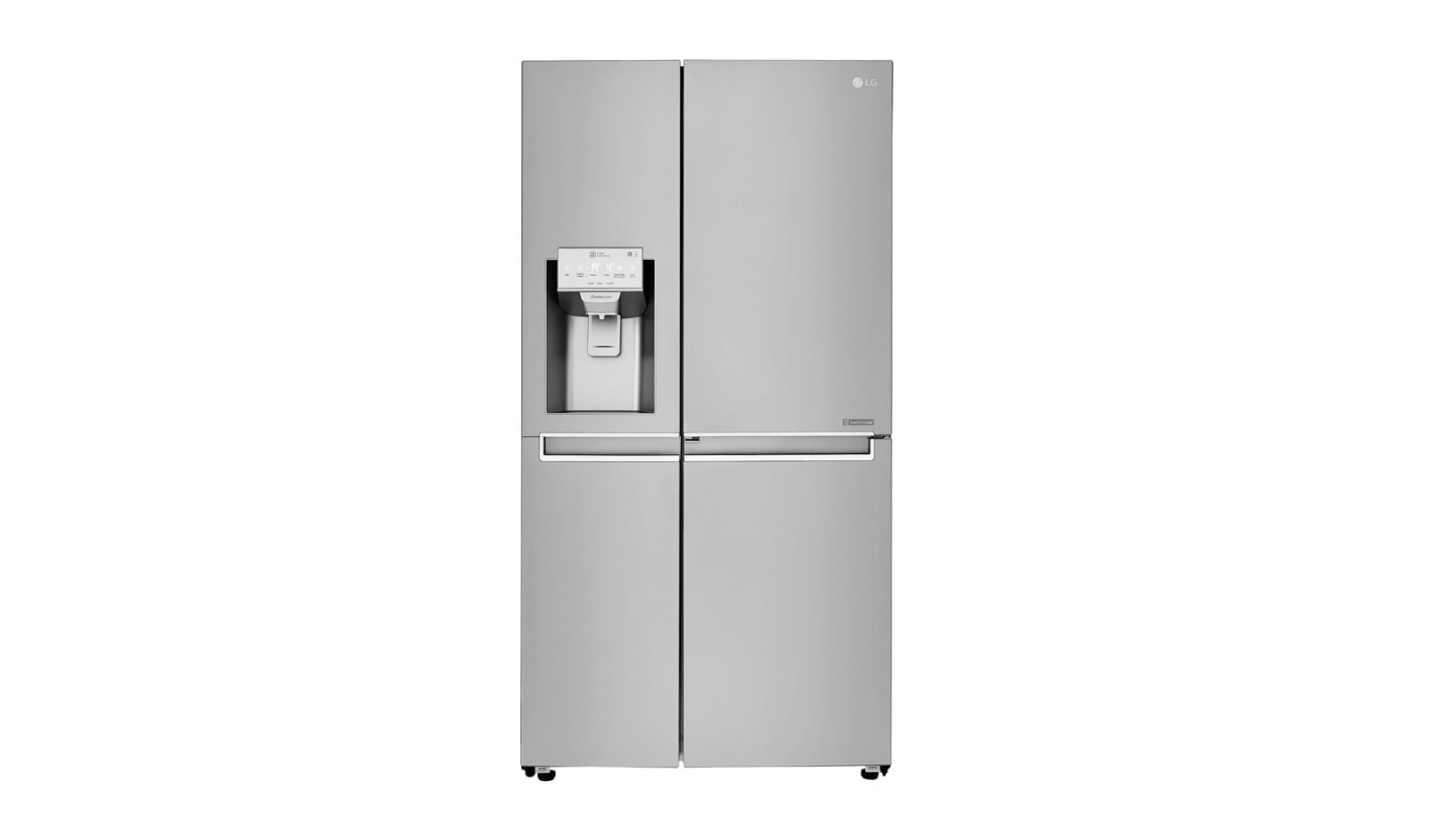 Vy framifrån av 625L Door in Door™ Side by Side (Noble Steel) - Energiklass F, Vatten/is via röranslutning, Smart Diagnosis™ med Wi-Fi GSJ960NSTZ