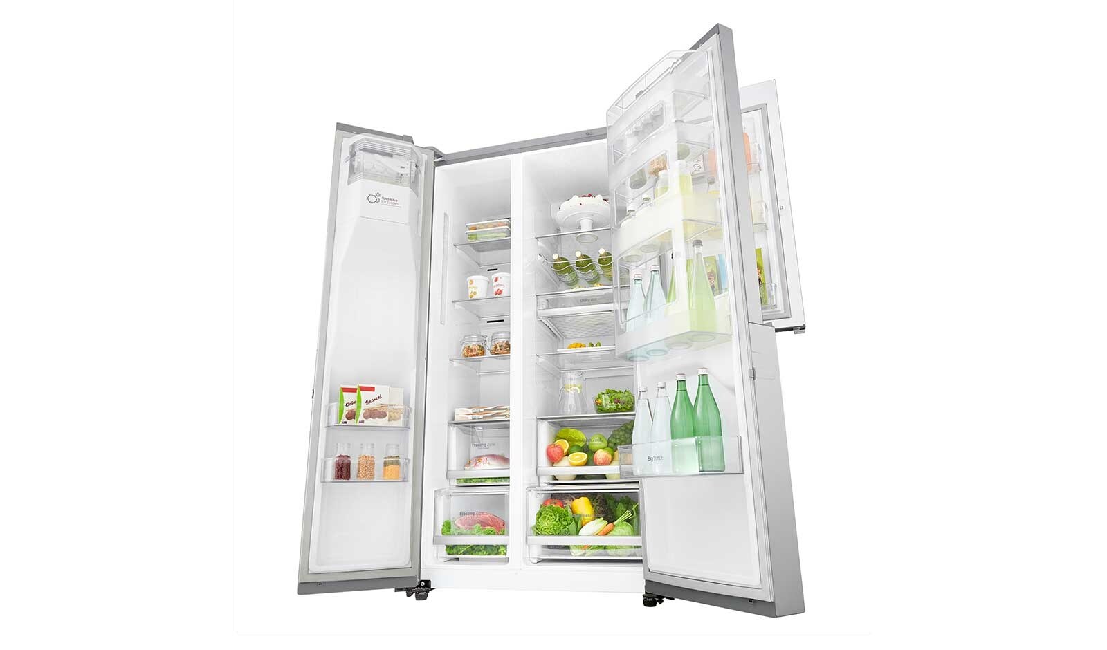 LG 625L Door in Door™ Side by Side (Noble Steel) - Energiklass F, Vatten/is via röranslutning, Smart Diagnosis™ med Wi-Fi, GSJ960NSTZ