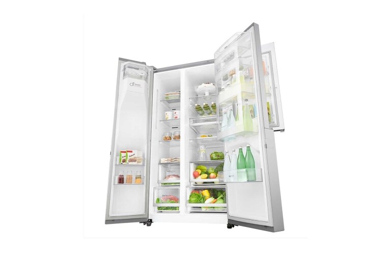 LG 625L Door in Door™ Side by Side (Noble Steel) - Energiklass F, Vatten/is via röranslutning, Smart Diagnosis™ med Wi-Fi, GSJ960NSTZ